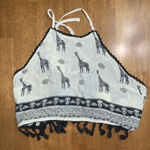 LF Giraffe tribal tie crop top